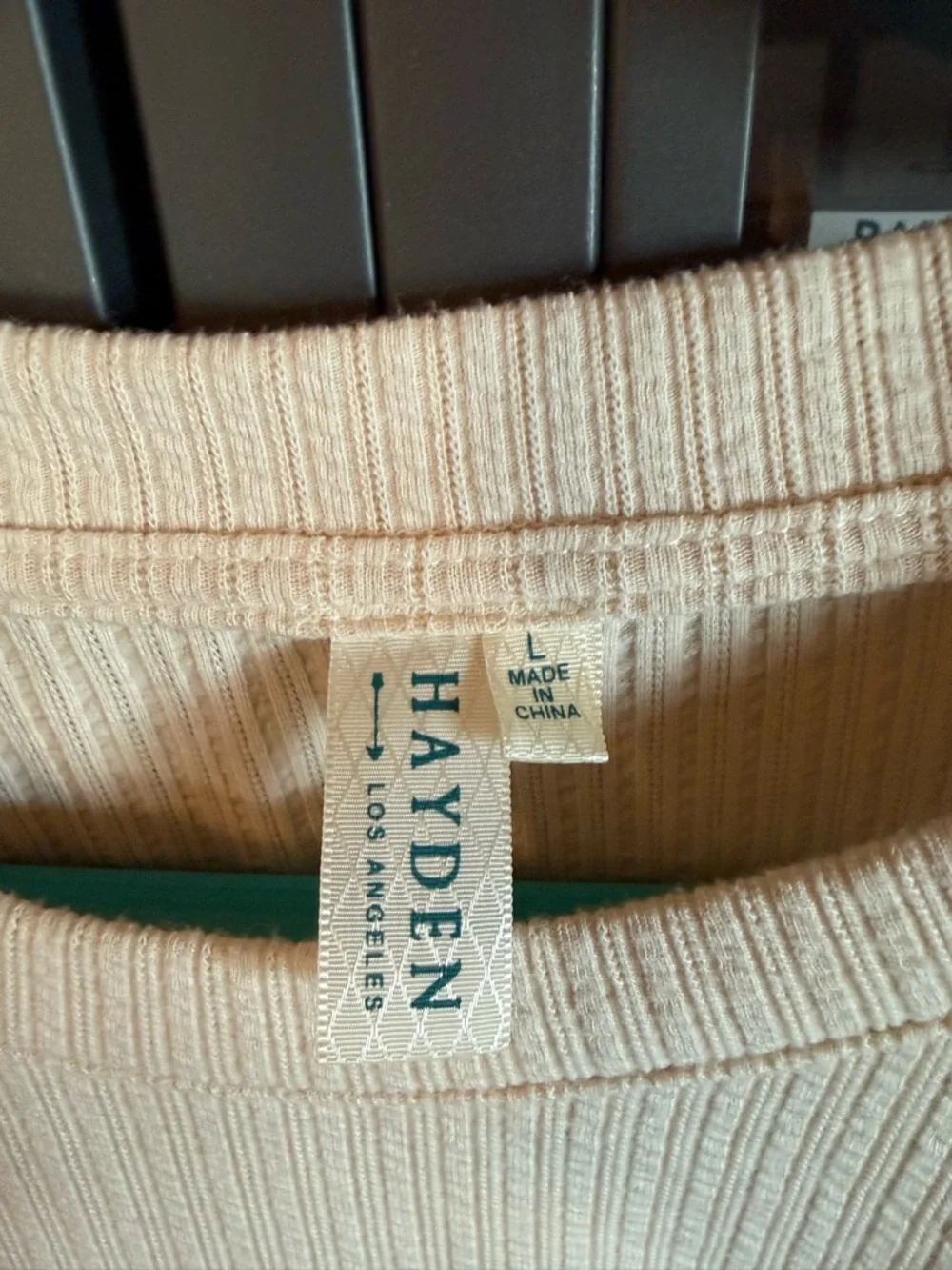 Hayden Cream Ribbed Ruffle Shoulder Top - Picture 3 of 5